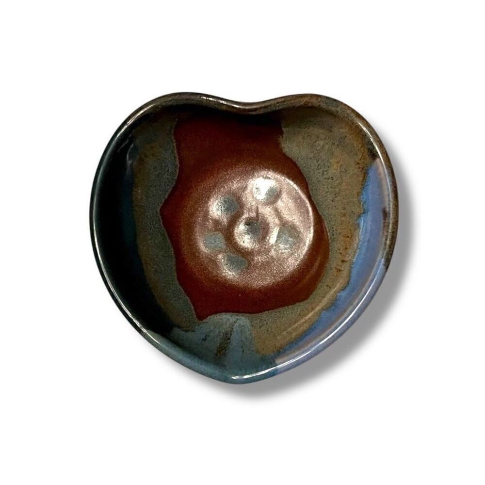 MudWorks USA Pottery Heart‎ Shaped Dish Multi Color